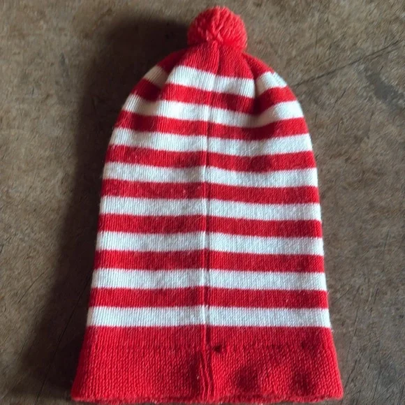 Vintage 70s Striped Red and White Balaclava face mask - Picture 4 of 4